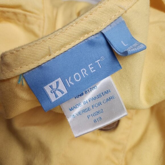 Vintage Koret Women’s Yellow Denim Dress With Pockets 100% Cotton Button Up Sz L - Picture 9 of 11